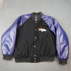 Vintage Denver Broncos Jacket Mens XL Black NFL Football Game Day Bomber 90s